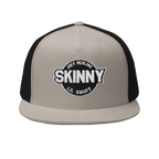 Skinny vintage logo trucker cap in black and silver, South Philly streetwear