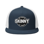 Skinny vintage logo trucker cap in navy and white, Italian American pride apparel