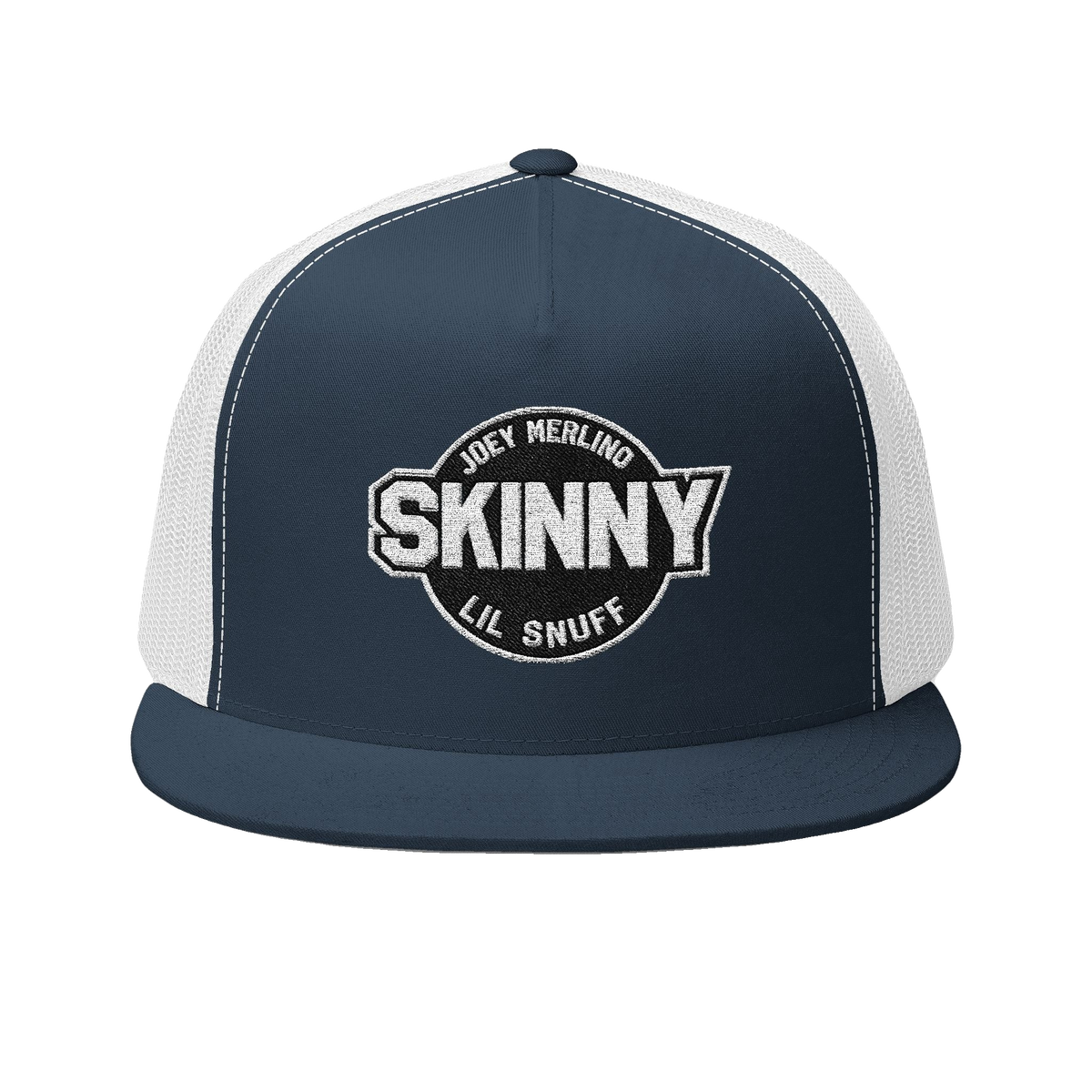 Skinny vintage logo trucker cap in navy and white, Italian American pride apparel