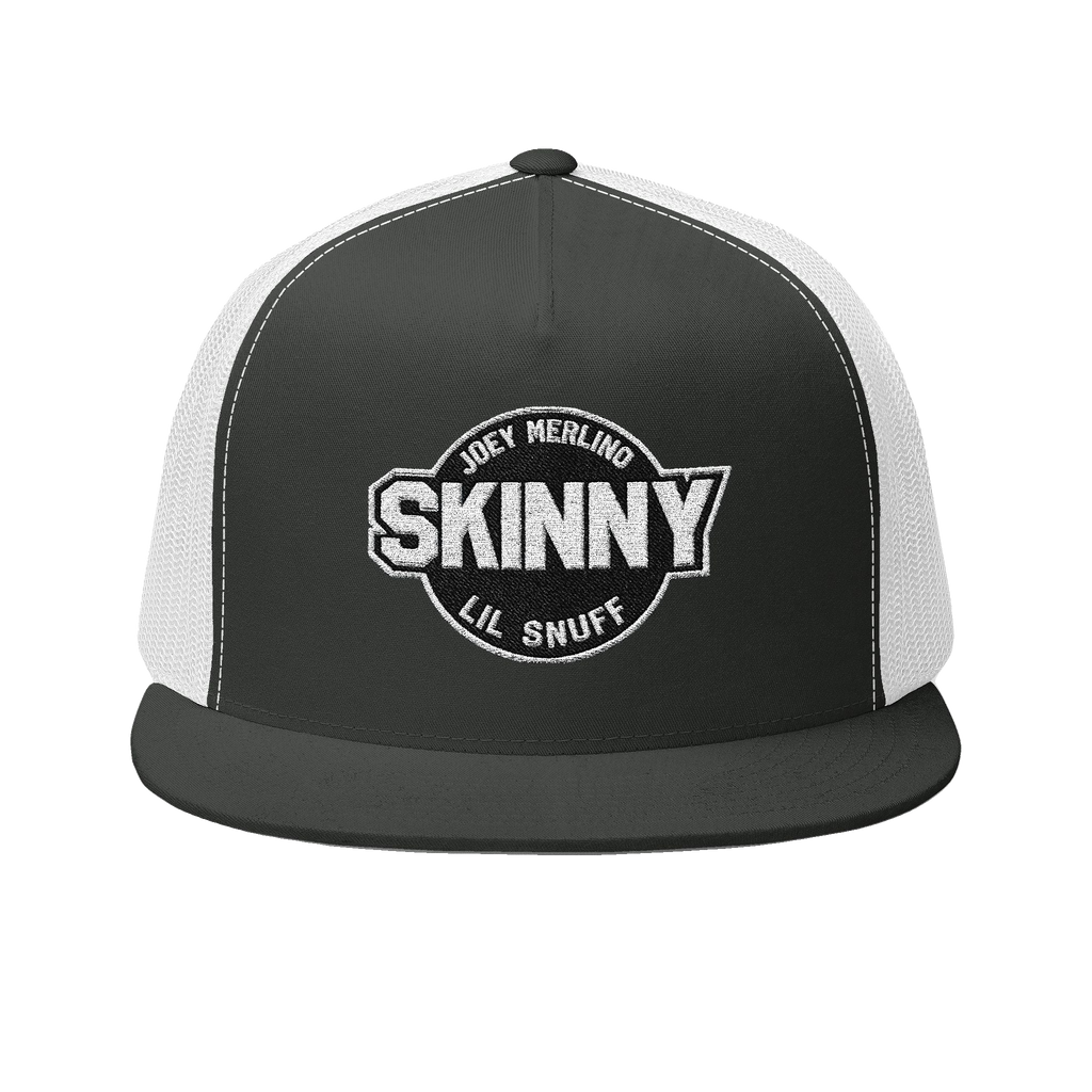 Skinny vintage logo trucker cap in charcoal and white, Philadelphia streetwear