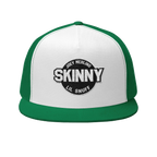 Skinny vintage logo trucker cap in kelly and white, The Skinny with Joey Merlino podcast merch