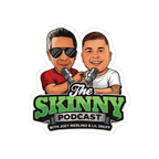 The Skinny Podcast logo kiss-cut sticker, 6x6 in, Skinny Joey's Cheesesteaks apparel