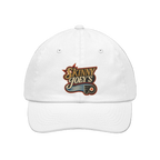 White cap with 'Skinny Joey's' logo on a white background
