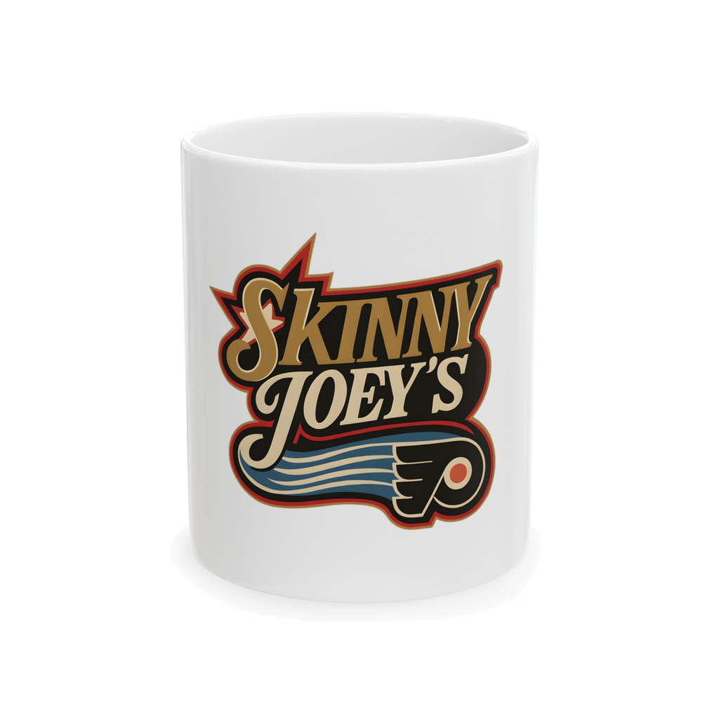 Skinny Joey's retro hockey mug, main product photo, The Skinny Podcast with Joey Merlino & Lil Snuff merch