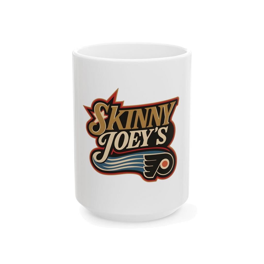 Skinny Joey's retro hockey mug, Skinny Joey's Cheesesteaks apparel