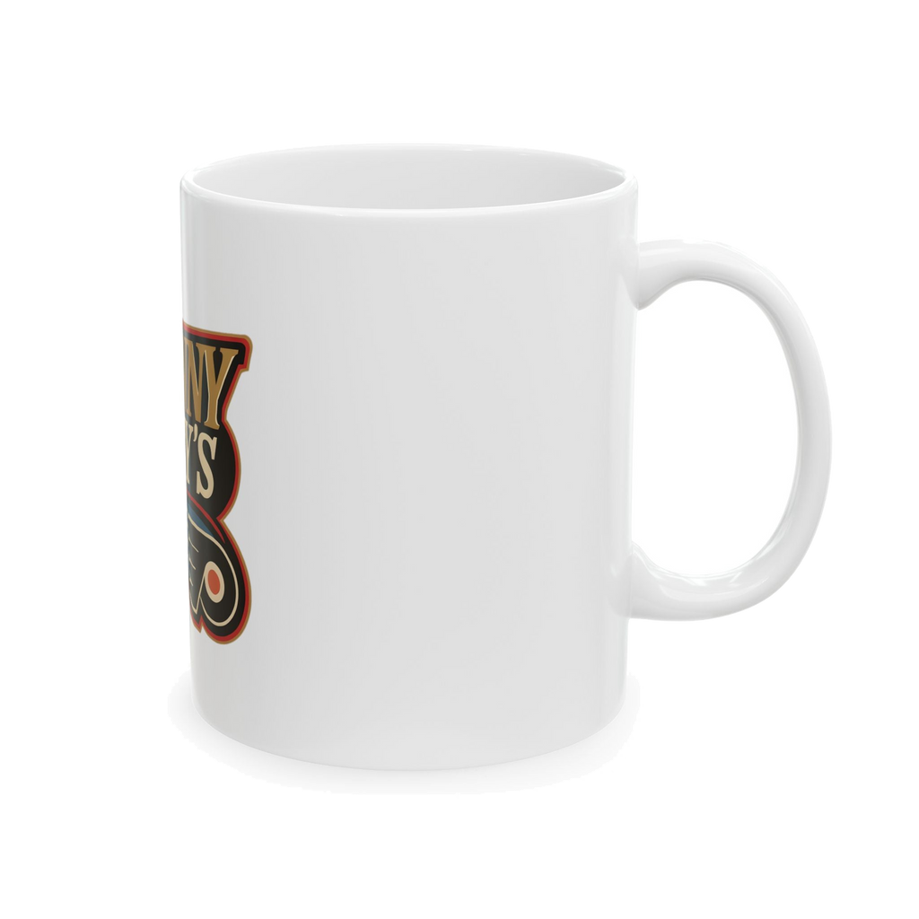 Skinny Joey's retro hockey mug, The Skinny with Joey Merlino podcast merch
