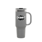 Skinny Joey x Lil Snuff 40oz travel mug in dark gray, The Skinny Podcast with Joey Merlino & Lil Snuff merch