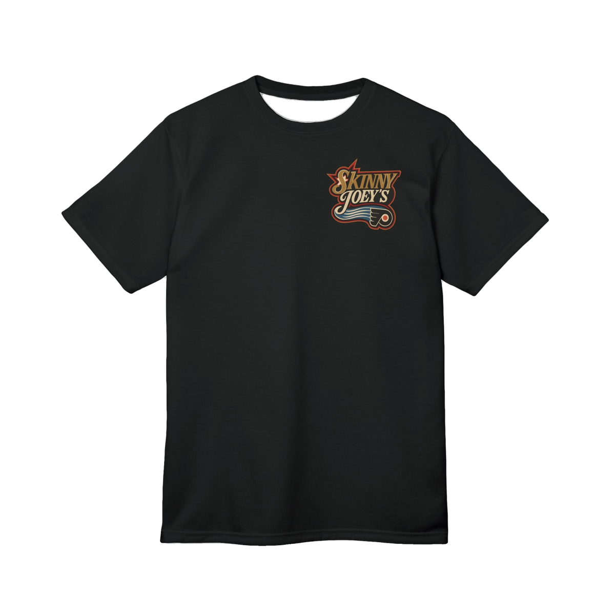 Playoff Hockey all-over print tee with black stitching, The Skinny Podcast with Joey Merlino & Lil Snuff merch