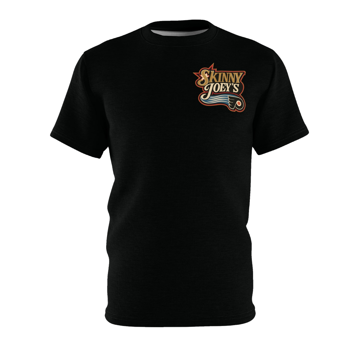 Playoff Hockey all-over print tee, Skinny Joey's Cheesesteaks apparel