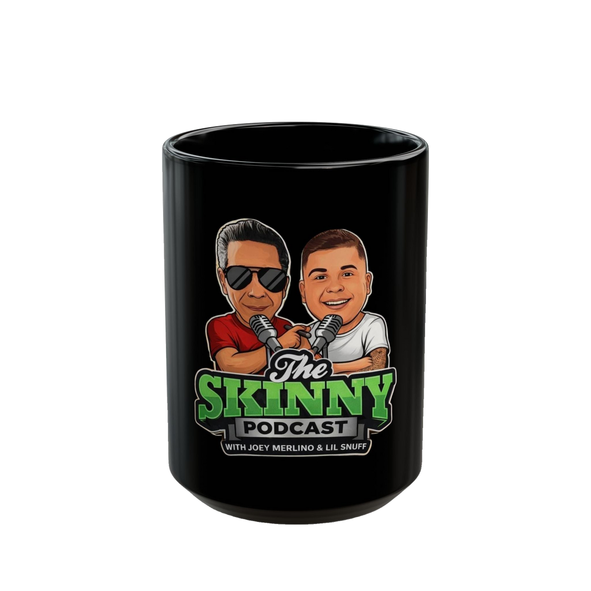 The Skinny Podcast black coffee mug, Philadelphia streetwear