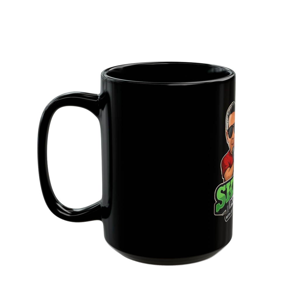 The Skinny Podcast black coffee mug, gallery photo 7, The Skinny with Joey Merlino podcast merch
