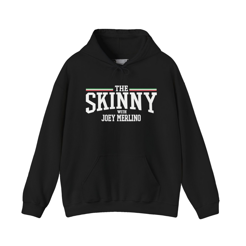 The Skinny Podcast fleece hoodie in black, The Skinny Podcast with Joey Merlino & Lil Snuff merch