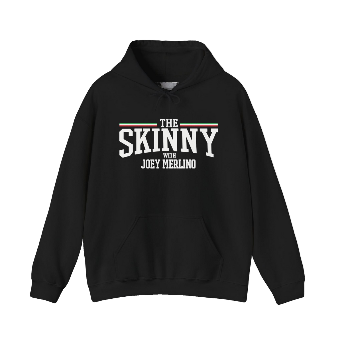 The Skinny Podcast fleece hoodie in black, The Skinny Podcast with Joey Merlino & Lil Snuff merch