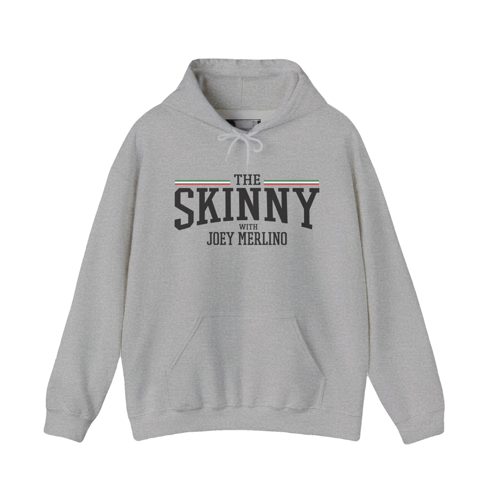 The Skinny Podcast fleece hoodie in sport grey, Skinny Joey's Cheesesteaks apparel