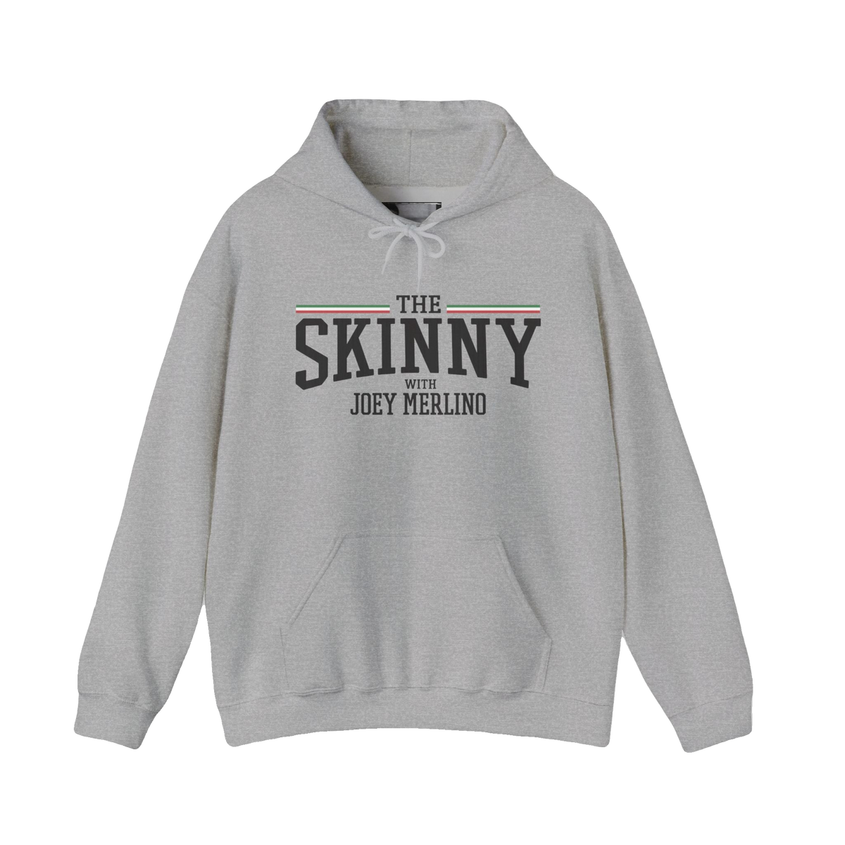 The Skinny Podcast fleece hoodie in sport grey, Skinny Joey's Cheesesteaks apparel
