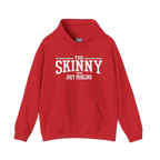 The Skinny Podcast fleece hoodie in red, The Skinny with Joey Merlino podcast merch