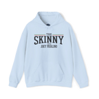 The Skinny Podcast fleece hoodie in light blue, Italian American pride apparel