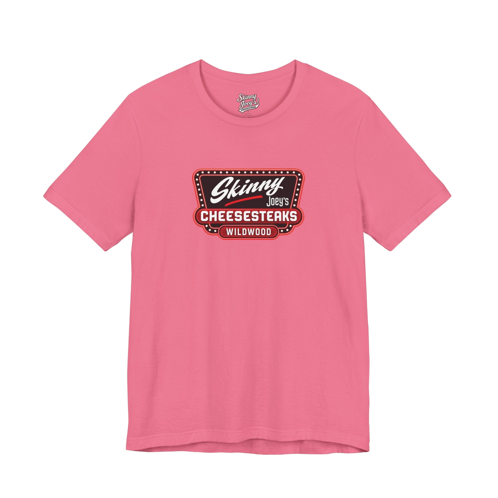 Official Wildwood graphic tee in charity pink, The Skinny Podcast with Joey Merlino & Lil Snuff merch
