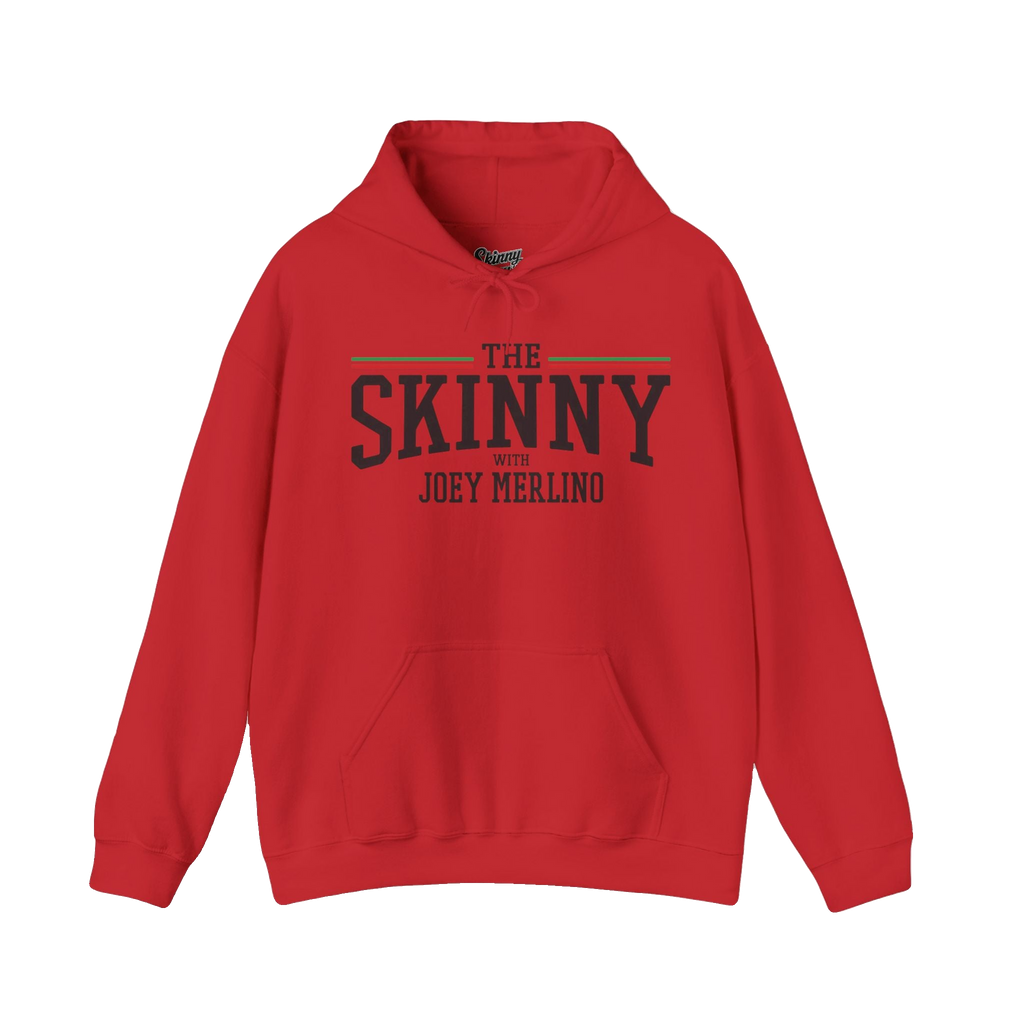 Skinny logo hoodie in red, The Skinny Podcast with Joey Merlino & Lil Snuff merch