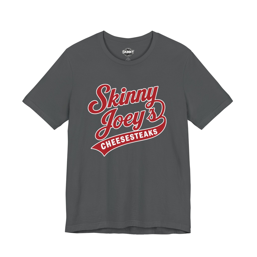 Retro Diner logo graphic tee in asphalt, Skinny Joey's Cheesesteaks apparel