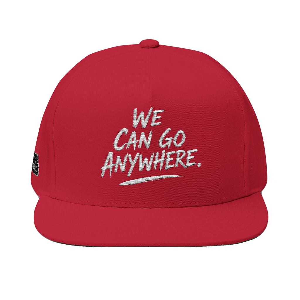 We Can Go Anywhere embroidered snapback, front view, The Skinny with Joey Merlino podcast merch