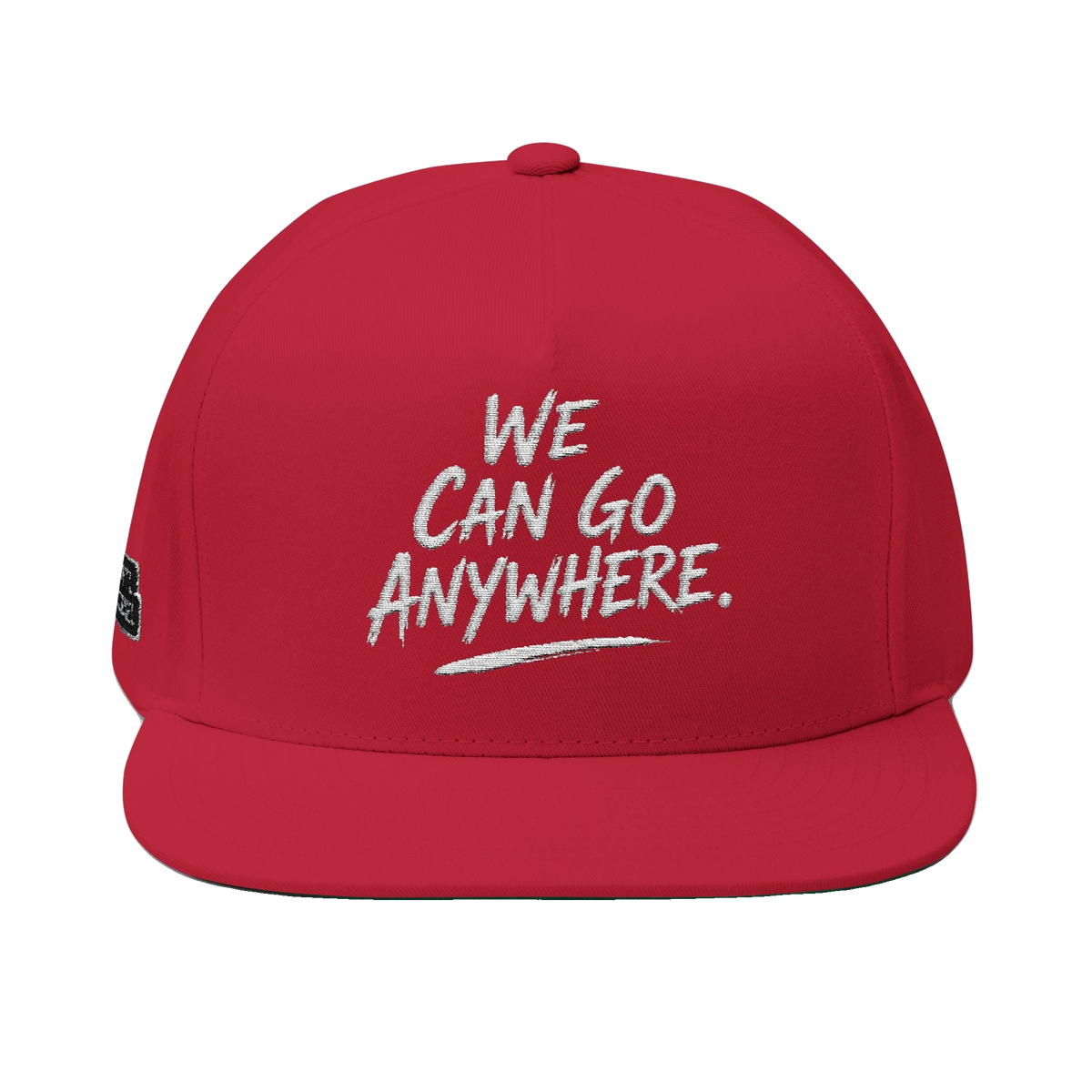 We Can Go Anywhere embroidered snapback, front view, The Skinny with Joey Merlino podcast merch