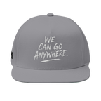 We Can Go Anywhere embroidered snapback in grey, front view, Italian American pride apparel