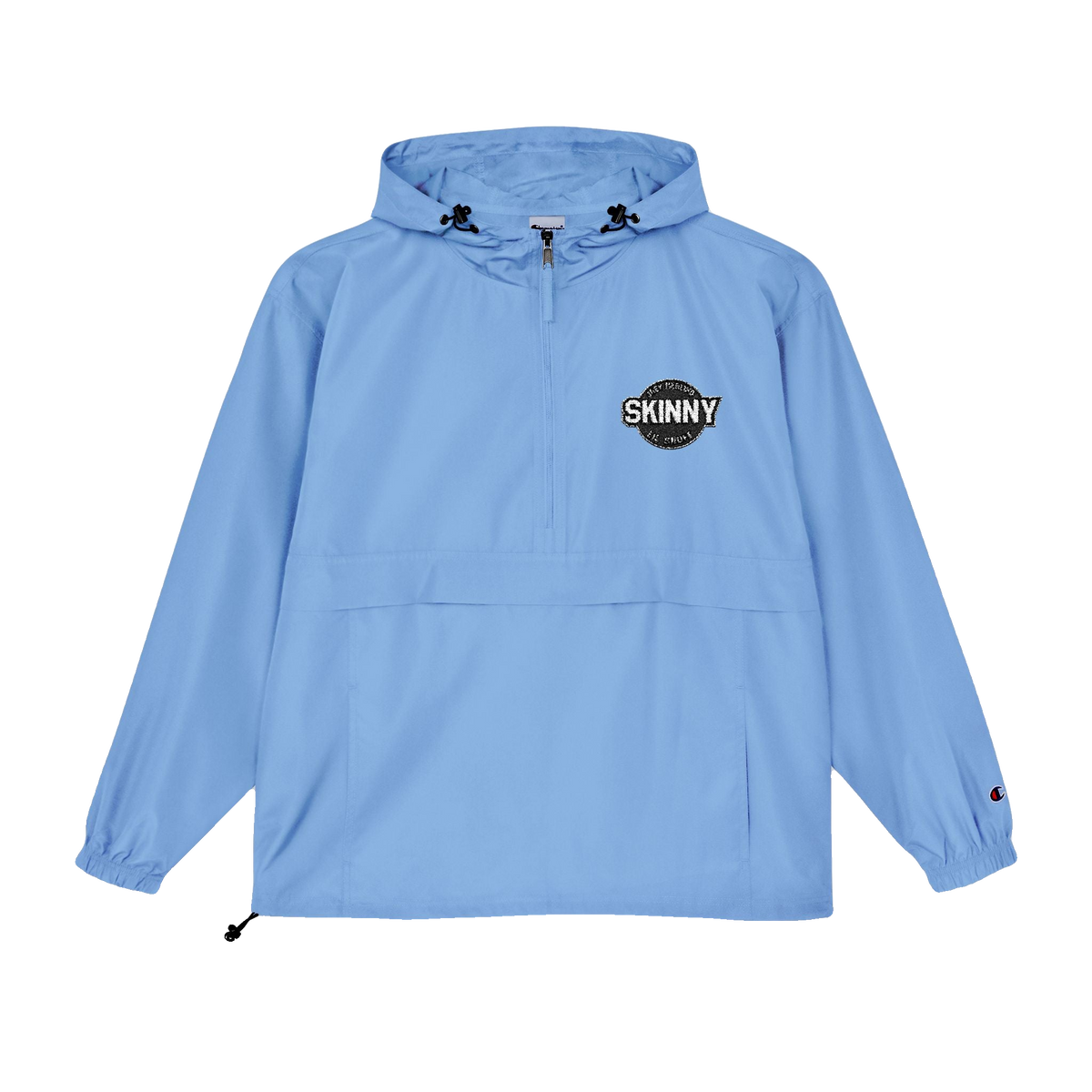 Skinny Joey track jacket in light blue, Skinny Joey's Cheesesteaks apparel