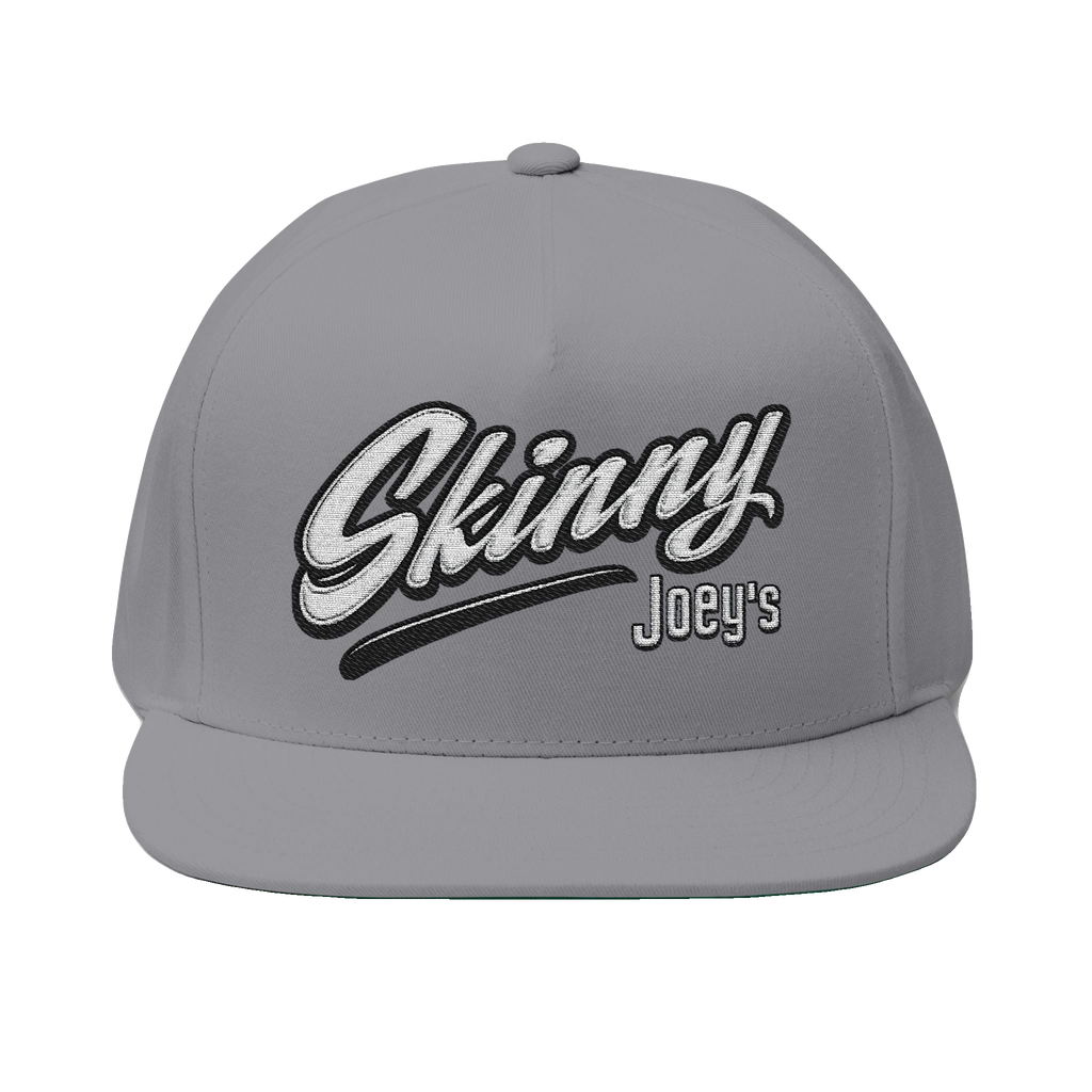 Skinny Joey's embroidered flat bill cap in grey, South Philly streetwear