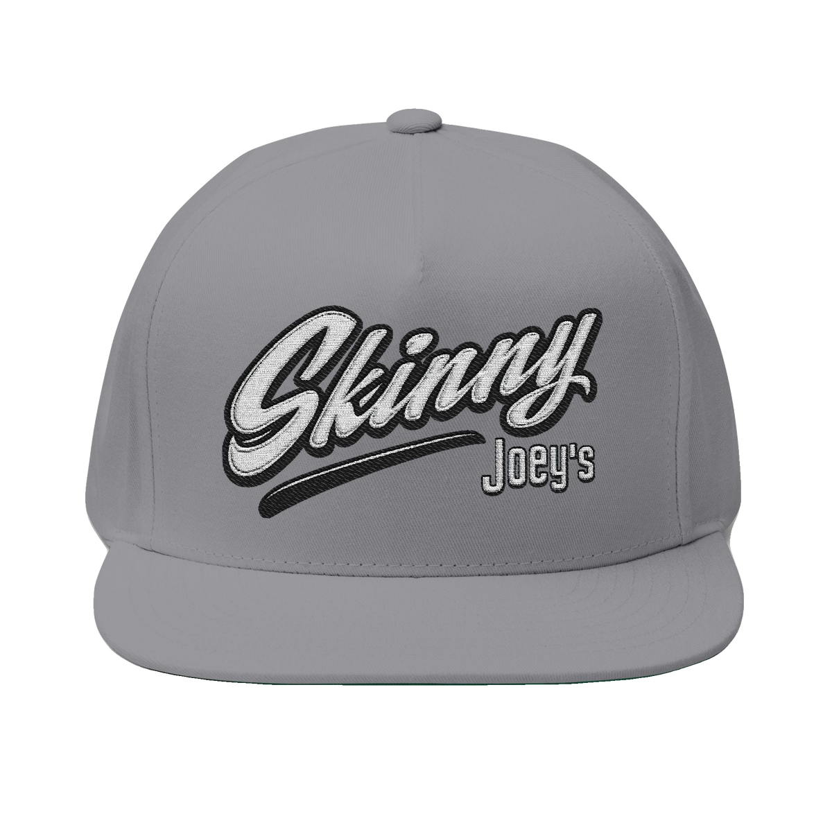 Skinny Joey's embroidered flat bill cap in grey, South Philly streetwear