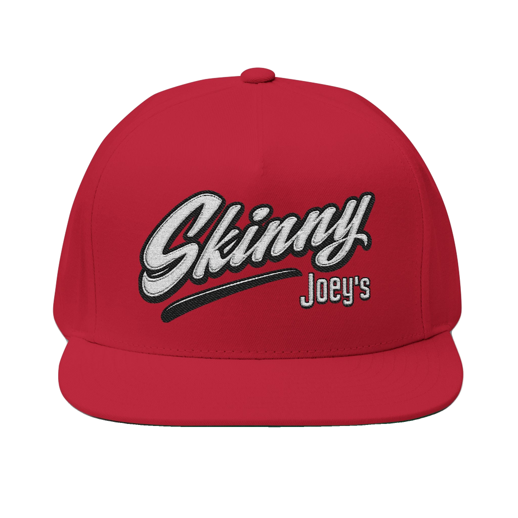 Skinny Joey's embroidered flat bill cap, main product photo, Italian American pride apparel