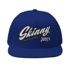 Skinny Joey's embroidered flat bill cap in royal blue, The Skinny with Joey Merlino podcast merch