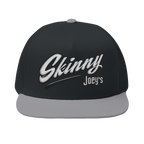Skinny Joey's embroidered flat bill cap in black and grey, Italian American pride apparel