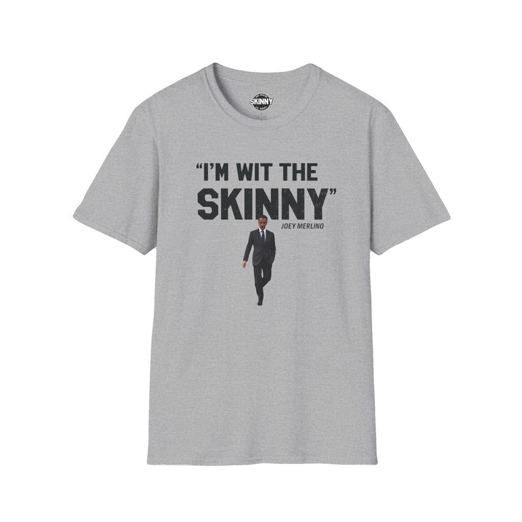 I'm Wit The Skinny graphic tee in sport grey, Skinny Joey's Cheesesteaks apparel