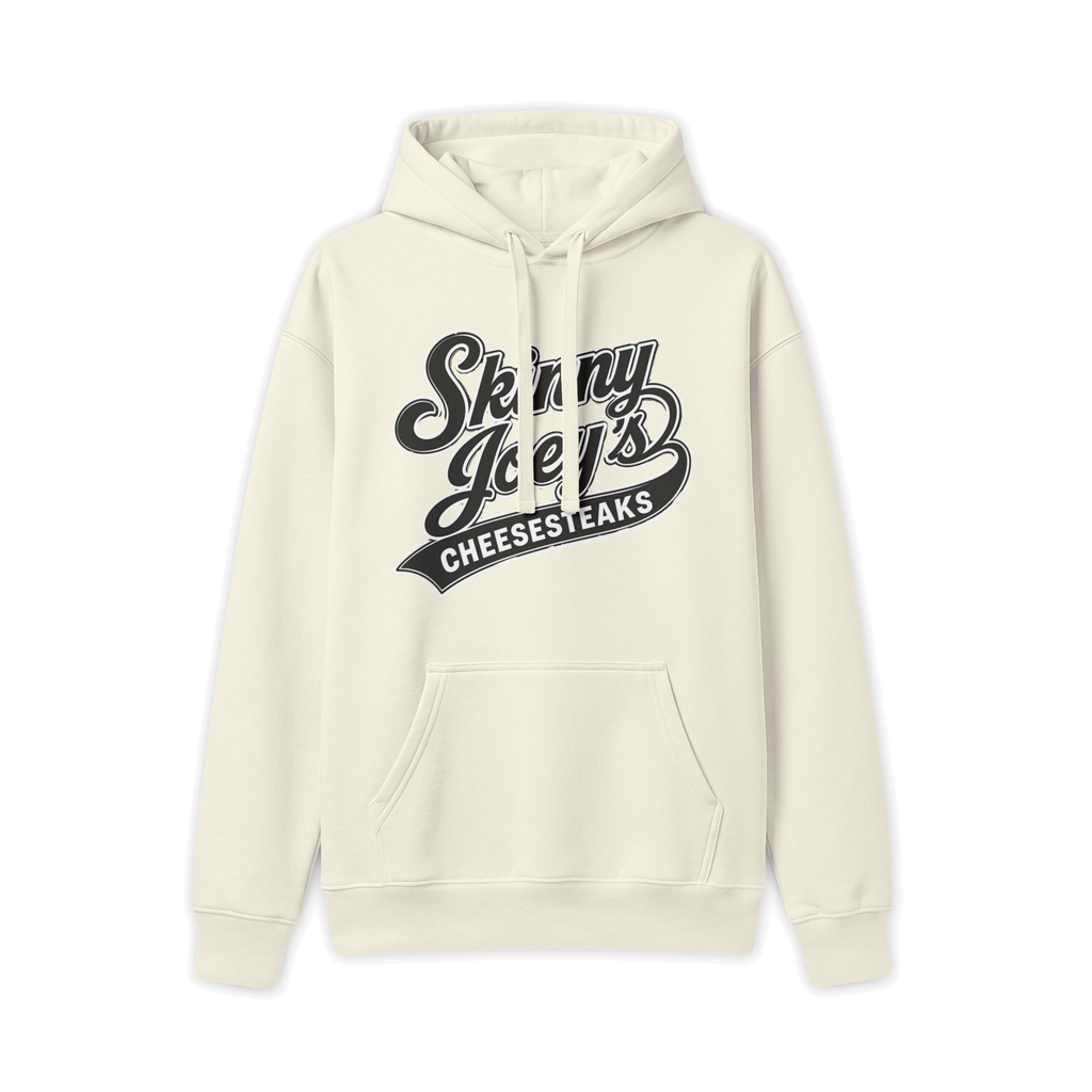 Philly Diner logo hooded sweatshirt in off white, Italian American pride apparel
