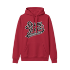Philly Diner logo hooded sweatshirt in cherry red, Skinny Joey's Cheesesteaks apparel