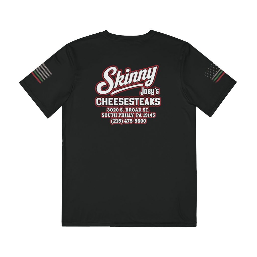 Skinny Joey's signature script athletic tee, Philadelphia streetwear