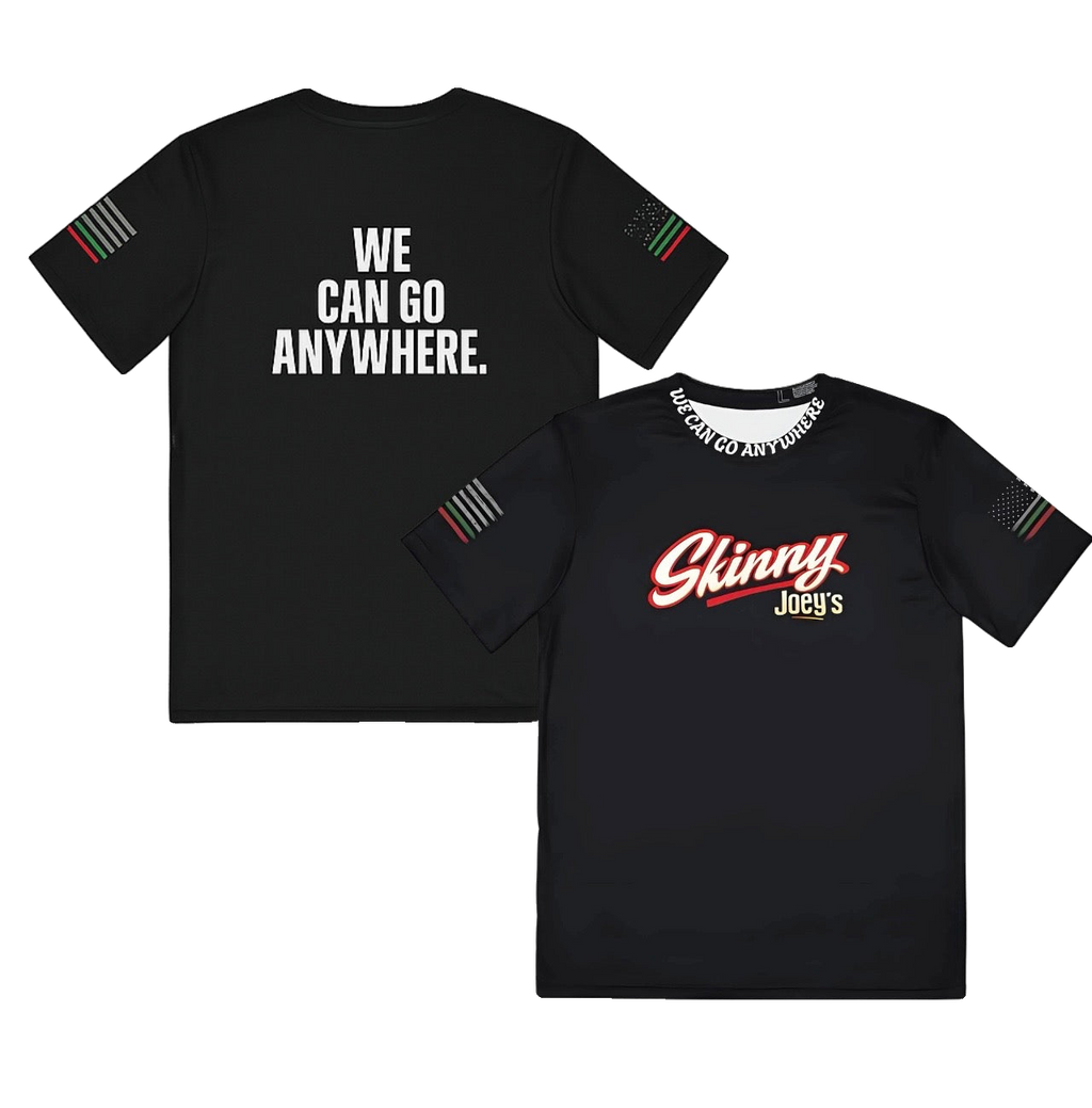 Skinny Joey's signature script athletic tee, Philly culture apparel