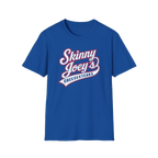 Skinny Joey's Cheesesteaks graphic tee in royal blue, The Skinny with Joey Merlino podcast merch
